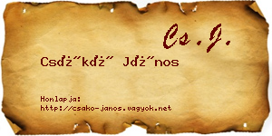 Csákó János névjegykártya